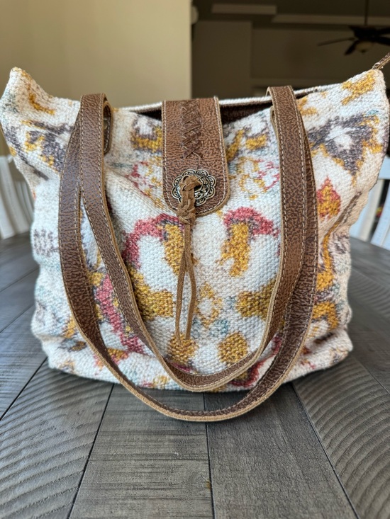 Myra Bag Handbags - Myra Whimsical Boho Shoulder Bag Floral Tote Bag W/Leather Trim